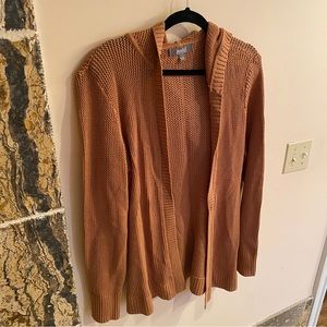 Marled Knit Hooded Cardigan